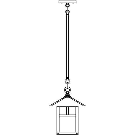 Arroyo Craftsman 9" Evergreen Stem Hung Pendant Without Overlay (Empty), Slate, White Opalescent Glass ESH-9EWO-S